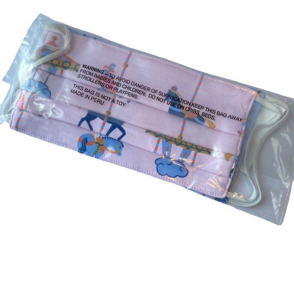Roller Rabbit Carousel Adult Blue Pink Face Masks Set of 2 NWT - Picture 2 of 5